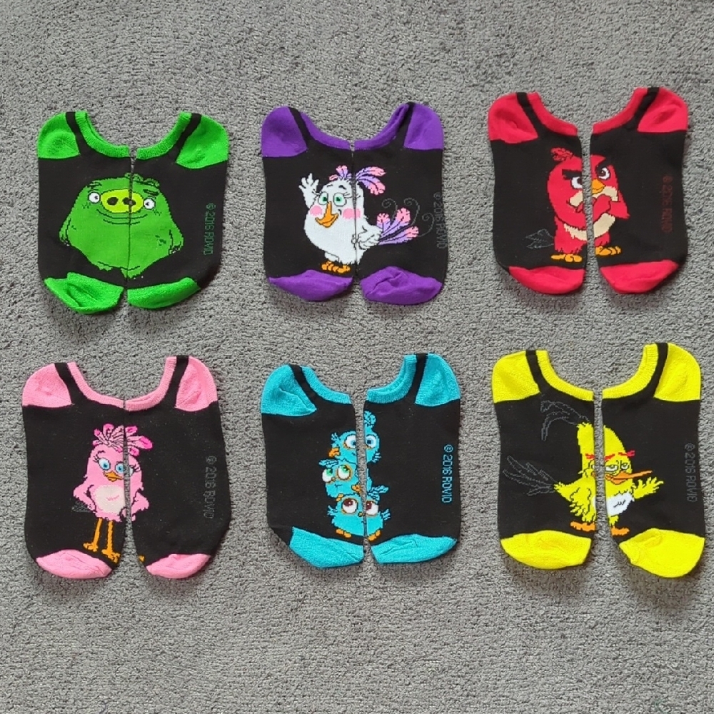 Angry Birds Characters 6-Pack Of Socks (New)